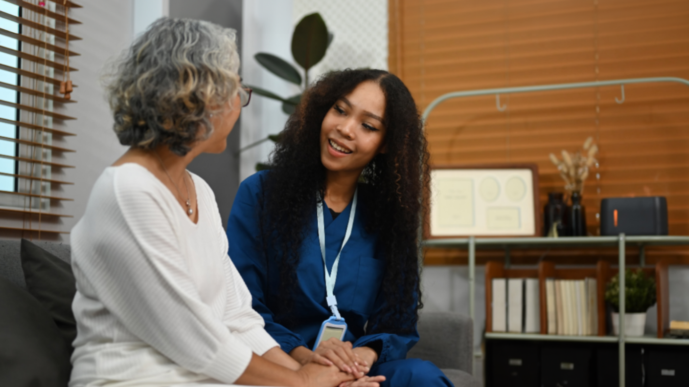 Caregiver with client at home